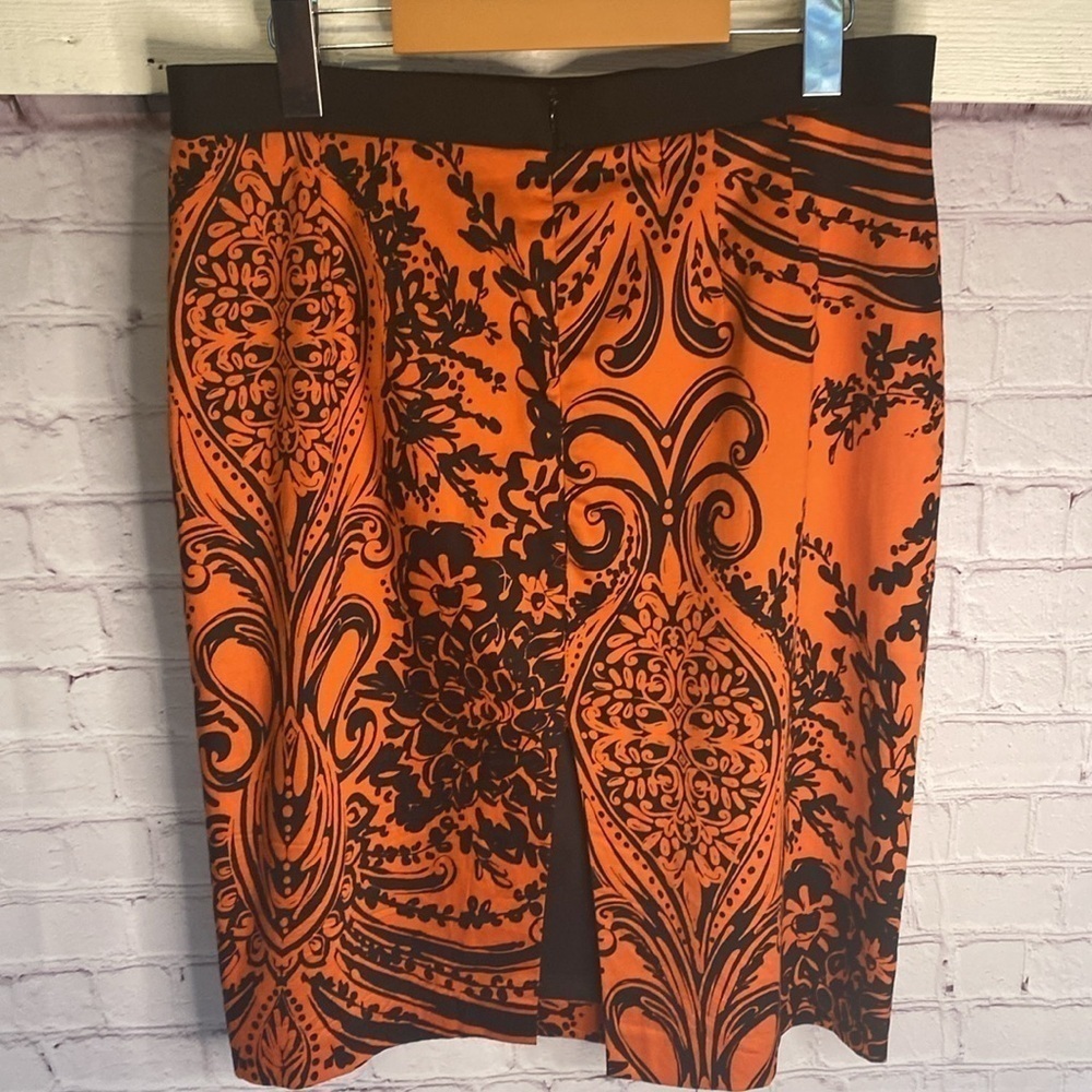 Tristan Black & Orange Cotton Fitted Pencil Skirt Size 12 - Picture 10 of 14